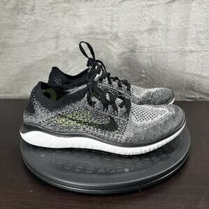 Nike Free RN Flyknit Men's Size 8 Oreo Black White Lace Up Running Shoes
